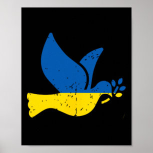 Affiche Oiseau de la paix ukrainien - Drapeau ukrainien bl
