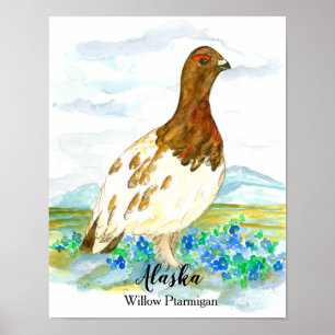 Affiche Oiseau de l'Alaska Willow Ptarmigan