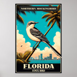 Affiche Oiseau de l'État de Floride - Moqueur polyglotte V
