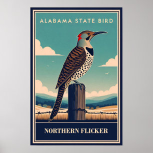 Affiche Oiseau de l'État de l'Alabama - Pic flamboyant Vin