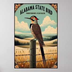 Affiche Oiseau de l'État de l'Alabama - Pic flamboyant Vin