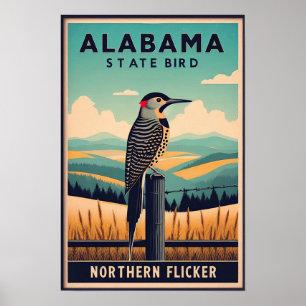 Affiche Oiseau de l'État de l'Alabama - Pic flamboyant Vin