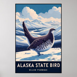 Affiche Oiseau de l'État de l'Alaska - Lagopède des saules
