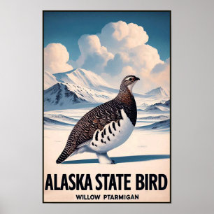 Affiche Oiseau de l'État de l'Alaska - Lagopède des saules
