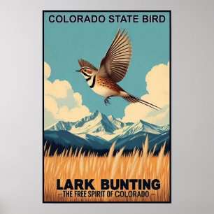 Affiche Oiseau de l'État du Colorado - Bruant sauterelle V