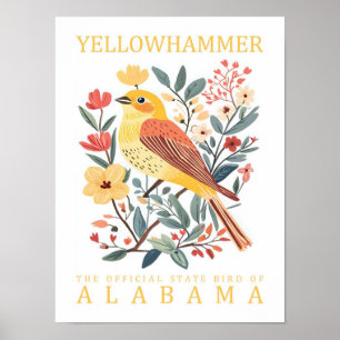 Affiche Oiseau de marteau jaune de l'Alabama USA Travel