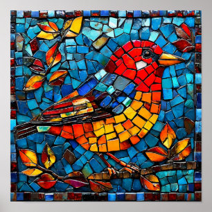 Affiche Oiseau de mosaïque mignon