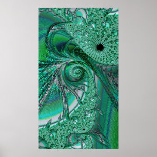 Affiche Oiseau de Paradis Fractal Abstrait aux Pierres Ver