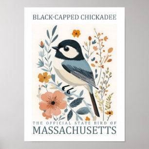 Affiche Oiseau de poulet à capuchon noir du Massachusetts