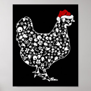 Affiche Oiseau de poulet Amoureux Noël Vacances Père Noël 