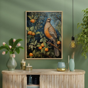 Affiche Oiseau de style art vintage dans un arbre