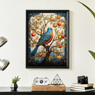Affiche Oiseau de style art vintage dans un arbre