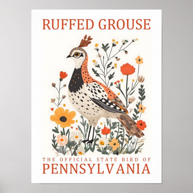 Affiche Oiseau de Tétras rouffés de Pennsylvanie Voyage (Devant)