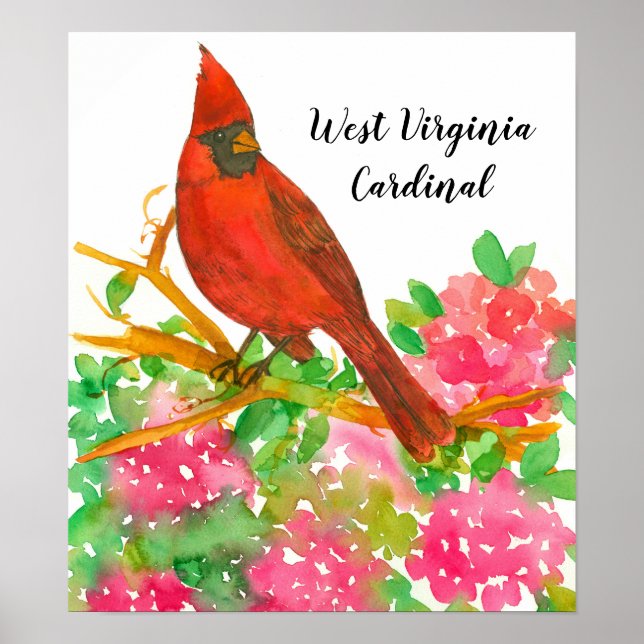 Affiche Oiseau d'État de Virginie-Occidentale Cardinal Rho (Devant)
