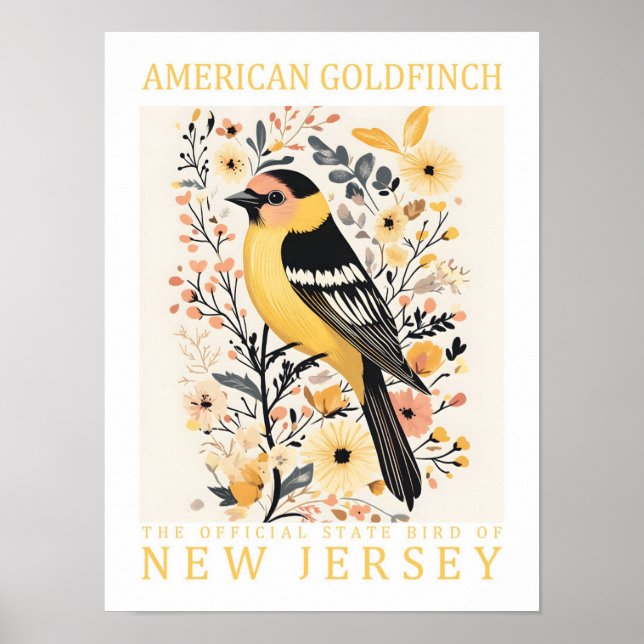 Affiche Oiseau d'or américain du New Jersey USA (Devant)