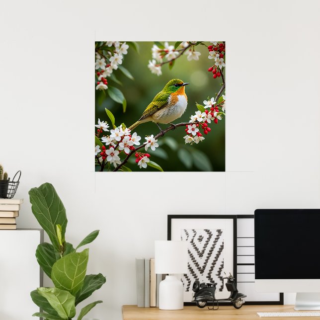 Affiche Oiseau Enchanteur des Fleurs (Bureau à domicile)