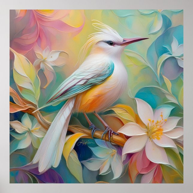 Affiche Oiseau Fantastique à Dos Doré Touffu (Devant)