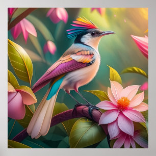 Affiche Oiseau fantastique Geai à crête arc-en-ciel