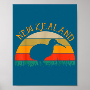 Affiche Oiseau kiwi nz voyage néo-zélandais nouvelle-zélan