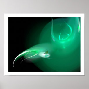 AFFICHE OISEAU LUMINEUX EN VERT