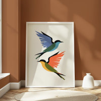 Oiseau minimaliste coloré aux hirondelles géométri