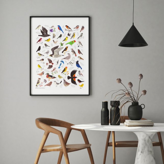 Affiche Oiseau Nerd Imprimer (Stylized hand-drawn birds bring color and fun to a variety of decor styles)