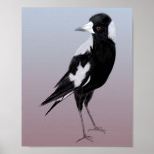 Affiche Oiseau noir blanc d'art magie