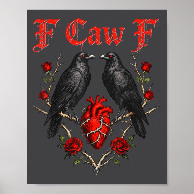 Affiche Oiseau noir drôle F-caw-f Anti Saint-Valentin Céli (Devant)