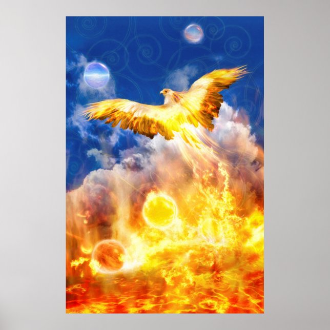 Affiche Oiseau Phénix ÉLÈVE-TOI AU-DESSUS DE TES PROBLÈMES (Devant)