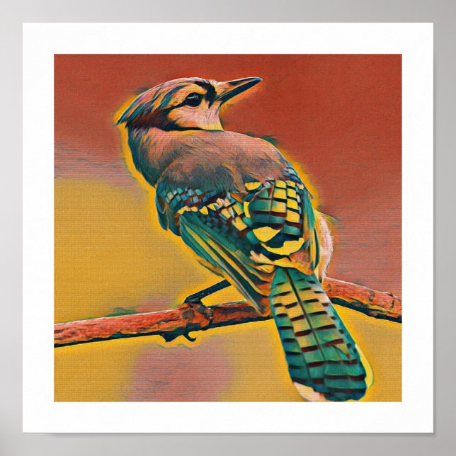 Affiche Oiseau sur branche d'arbre (Devant)