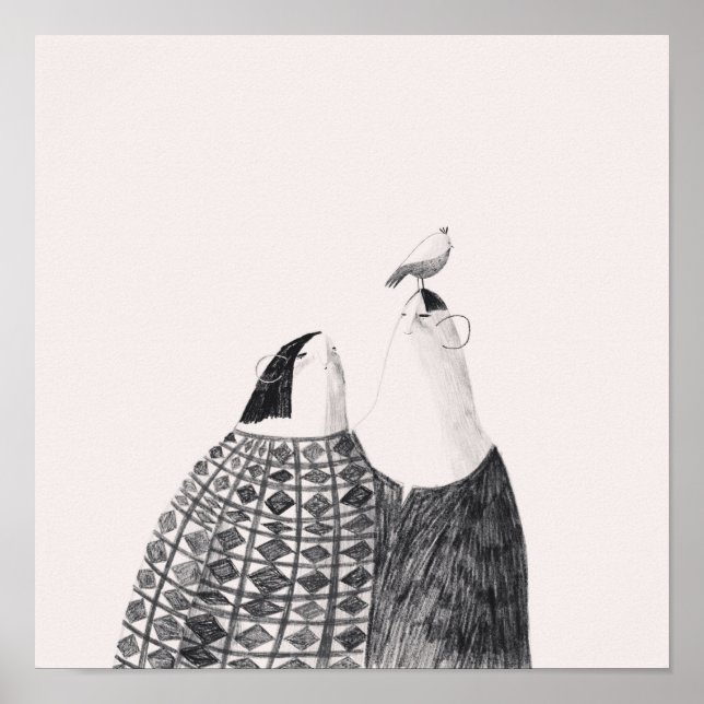 Affiche Oiseau sur la tête (Devant)