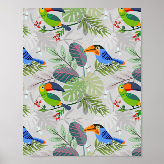 Affiche Oiseau Toucan mignon, Motif de tous les jours, Aqu (Devant)
