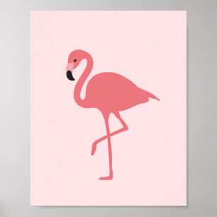 Affiche Oiseau tropical Flamant rose rose