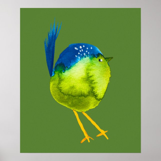 Affiche Oiseau vert mignon (Devant)