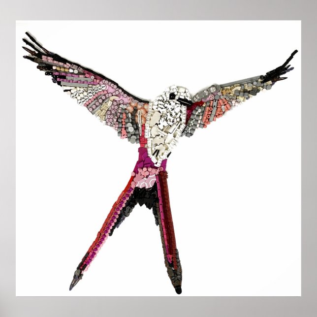 Affiche Oiseau Wingspan entièrement réalisé à partir de pi (Devant)
