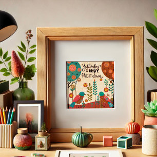 Affiche Oiseaux amusants Hier Citation Inspirante Inspirib