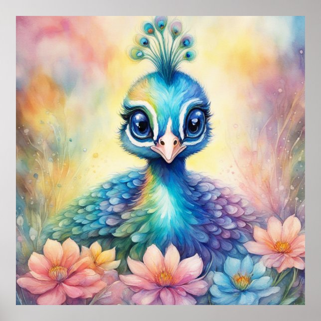 Affiche Oiseaux arc-en-ciel Peacock 1 (Devant)