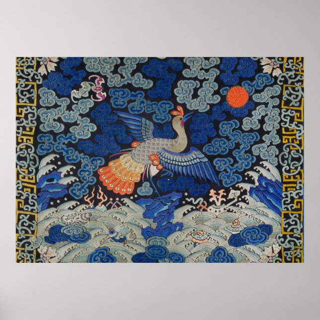 Affiche Oiseaux artisanaux broderies chinoises en cris (Devant)