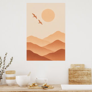 Affiche Oiseaux Boho & Soleil de Montagne – Nature Minimal