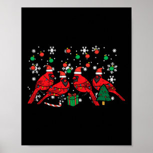 Affiche Oiseaux cardinaux de Noël Santa Mignon Xmas Hommes