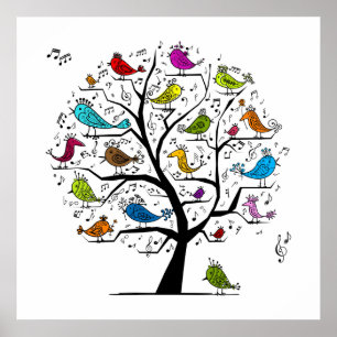 Affiche Oiseaux Chanteurs Musicaux