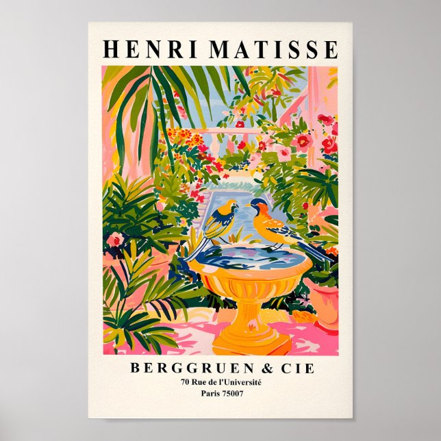 Affiche Oiseaux De Chanson Dans Un Bain D'Oiseaux, Matisse (Devant)