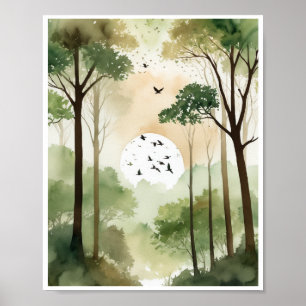 Affiche Oiseaux de gazouillis de bois paisibles