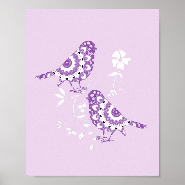 Affiche Oiseaux D'Inspiration vintage Sur Une Jolie Image  (Devant)