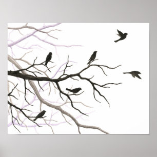 Affiche Oiseaux et branches Beaux-Arts Imprimer