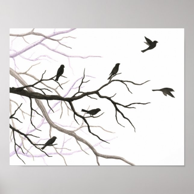 Affiche Oiseaux et branches Beaux-Arts Imprimer (Devant)
