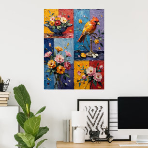 Affiche Oiseaux et fleurs