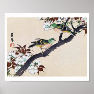 Affiche Oiseaux et fleurs de cerisiers, Imao Keinen