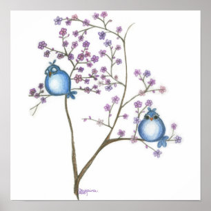 Affiche Oiseaux et fleurs (Petite affiche)