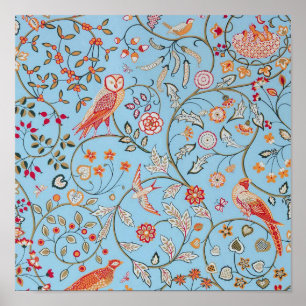 Affiche Oiseaux et fleurs, William Morris